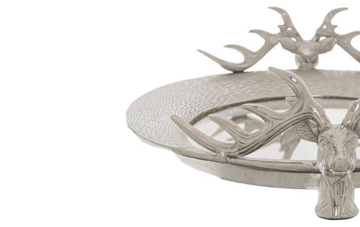 Hill&#x20;Interiors&#x20;Large&#x20;Mirrored&#x20;Tray&#x20;With&#x20;Stag&#x20;Heads-22241&#x20;1