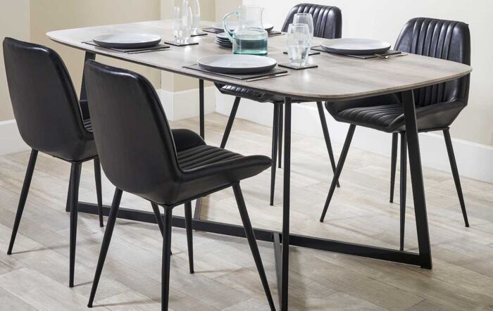 Pacific Lifestyle Angelo Vintage Steel Grey Leather And Iron Retro Dining Chair-15-276-SG