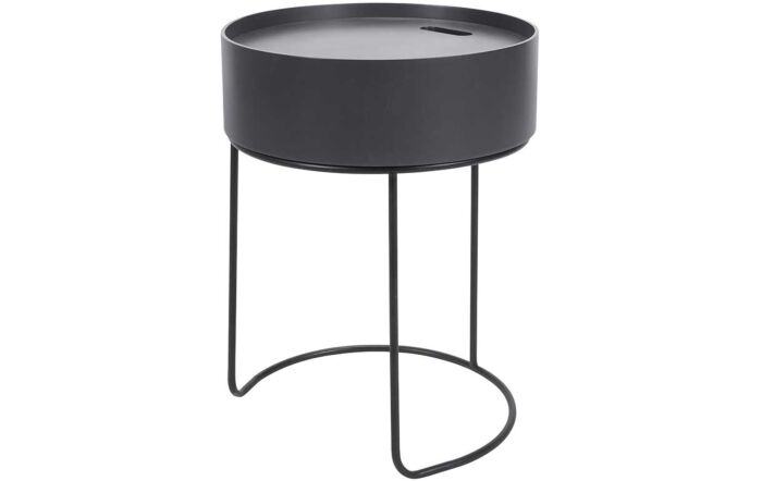 Pacific Lifestyle Hugo Dark Grey Wood And Black Metal Storage Table-76-532-DG