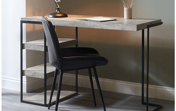 Pacific Lifestyle Jersey Concrete Effect Wood And Black Iron Desk-76-544