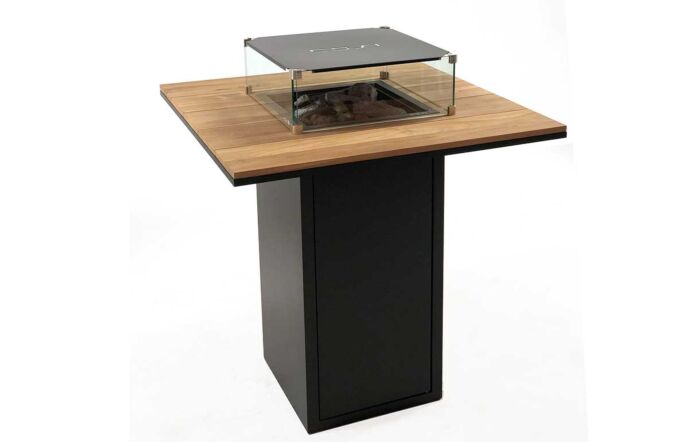 Pacific Lifestyle Cosiloft 100 Fire Pit Bar Table Black and Teak-18-530-BK-TK