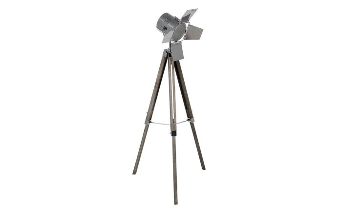 Pacific Lifestyle Hereford Grey Wash Wood and Silver Metal Film Tripod Floor Lamp-32-012-C