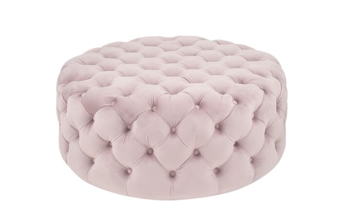 Pacific Lifestyle Vittoria Blush Pink Velvet Round Buttoned Pouffe-15-279-BP