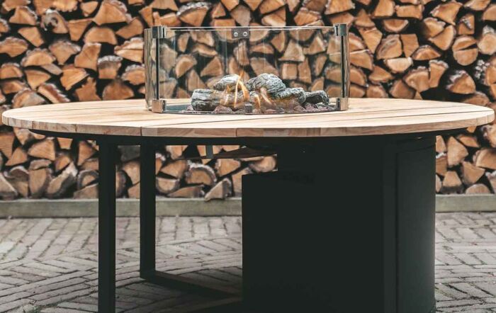 Pacific Lifestyle Cosiloft 120 Round Fire Pit Black and Teak-18-538-BK-TK