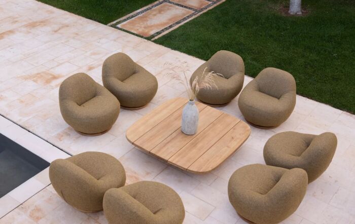 Cane-Line Gem Outdoor Lounge Chair with Teak Swivel - Dark Green-54005Y156T