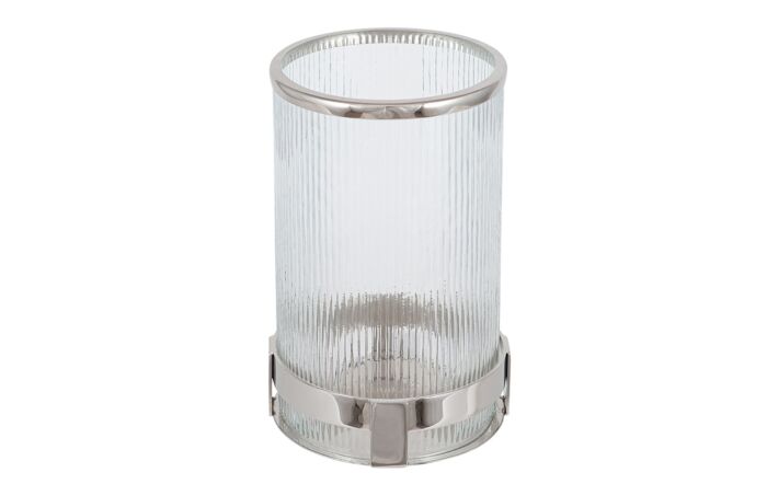 Pacific Lifestyle Silver Metal And Clear Textured Glass Hurricane-70-615