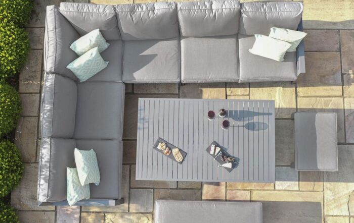 Maze New York Corner Adjustable Dining Set - Dove Grey-ALU-NY-103030-R-DG