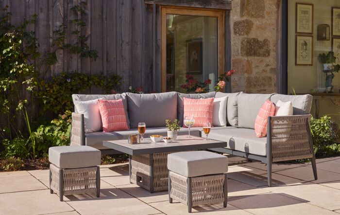 Bramblecrest Mauritius Small Corner Sofa with Mini Adjustable Table - Grey-X23AMAMCDT3