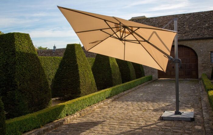 Bramblecrest Chichester 3M Square Crank Handle Parasol Including Granite Base And Cover-X18PG30SQ1