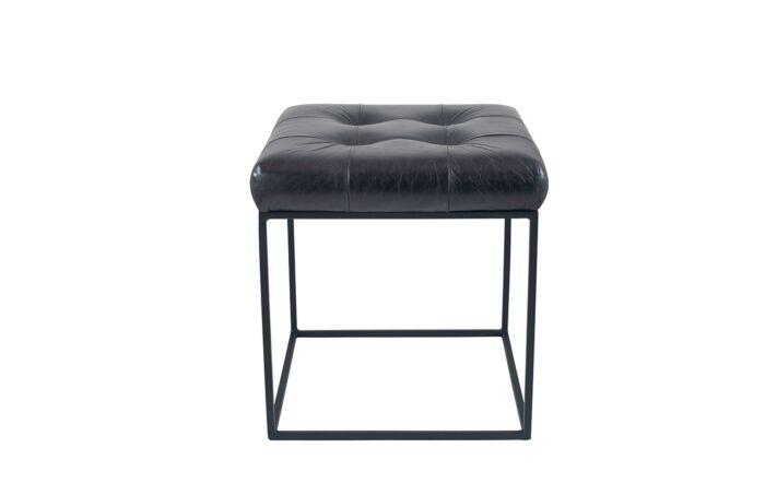 Pacific Lifestyle Arlo Steel Grey Leather & Iron Buttoned Stool-15-273-SG