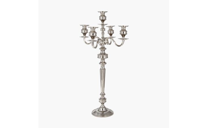 Pacific Lifestyle Shiny Nickel Aluminium & Iron Floor Candelabra-70-182