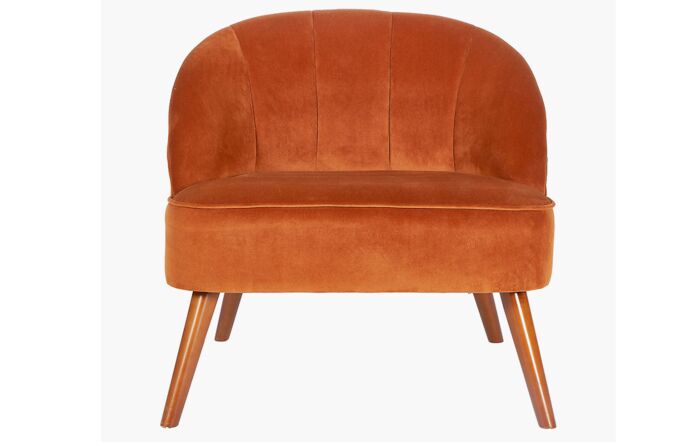 Pacific Lifestyle Tobacco Velvet Cocktail Chair with Walnut Effect Legs-15-257-TO