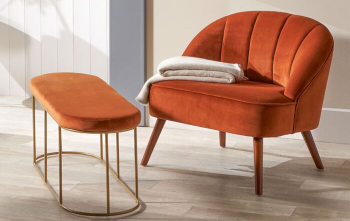 Pacific Lifestyle Tobacco Velvet Cocktail Chair with Walnut Effect Legs-15-257-TO