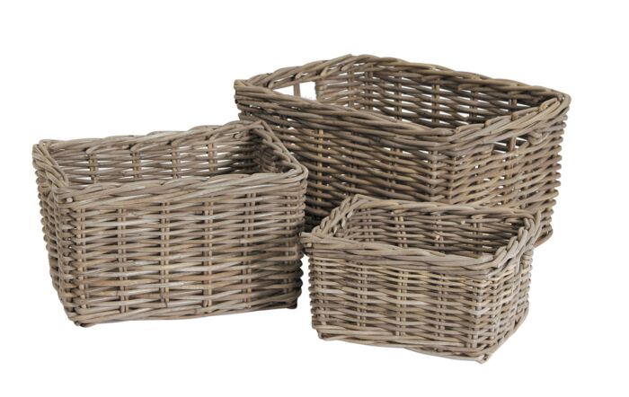 Pacific Lifestyle Bali Grey Kubu S/3 Rectangular Storage Basket-44-378-G