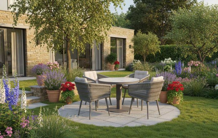 JB Furniture Exclusive Seychelles Round 4 Seat Dining Set with Adjustable Table - Cappuccino-CW-AT297