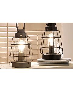 Pacific Lifestyle Filey Grey Metal & Clear Glass Oil Lantern Table Lamp