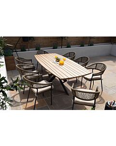 Maze Bali Rope 8 Seat Oval Dining Set With Oatmeal Cushions