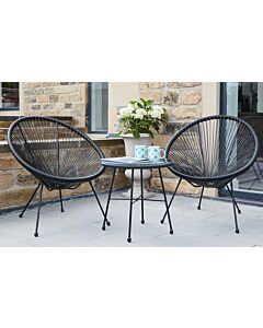 Pacific Lifestyle Rio 3 Piece Garden Bistro Table & Chairs Set - Black