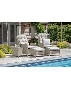 Bramblecrest Chedworth Deluxe Recliner Set with Footstools & Side Table - Sandstone