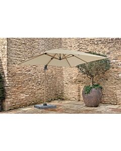 Bramblecrest Chichester Wood Effect Square Side Post Parasol with Granite Base - Sand