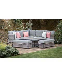 Bramblecrest Mauritius Corner Sofa Set with Ceramic Adjustable Table - Grey