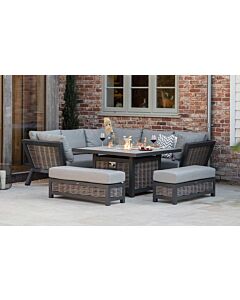 Bramblecrest Tuscan Corner Sofa Garden Set with Firepit Table - Grey