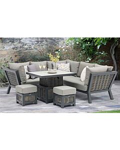 Bramblecrest Tuscan Wicker Corner Sofa Set with Mini Adjustable Table - Grey