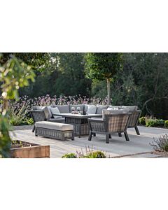 Bramblecrest Tuscan Modular L-Shape Sofa, Large Rectangle Piston Table, Long Bench & Chair