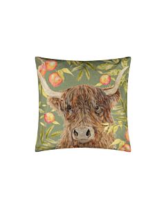 Furn. Grove Highland Cow Outdoor Cushion - Olive