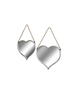 Hill Interiors Set Of Two Heart Mirrors With Rope Detail