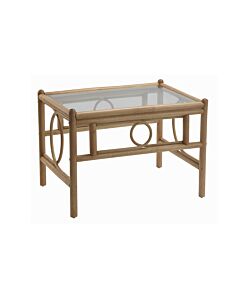 Desser Madrid Light Oak Cane Glass Top Coffee Table