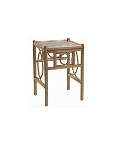 Desser Madrid Light Oak Cane Glass Top Side Table