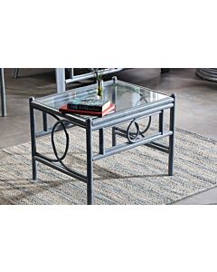 Desser Madrid Grey Cane Glass Top Coffee Table