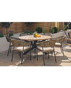 Maze Bali Rope Weave 6 Seat Round Garden Dining Set