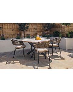 Maze Bali Rope Four Seat Dining Set - Olive Green