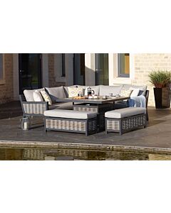 Bramblecrest Portofino Square Corner Sofa Set with Adjustable Ceramic Table