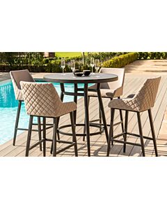 Maze Outdoor Fabric Regal 4 Seat Round Bar Set - Oatmeal
