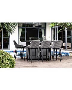 Maze Regal Outdoor Fabric 8 Seat Bar Set With Fire Pit Table - Flanelle