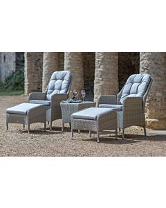 Bramblecrest Tetbury Rattan Garden Recliner Chair Set with Side Table - Nutmeg