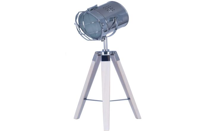 Pacific Lifestyle Capstan White Wash Wood and Silver Metal Tripod Table Lamp -30-298-C