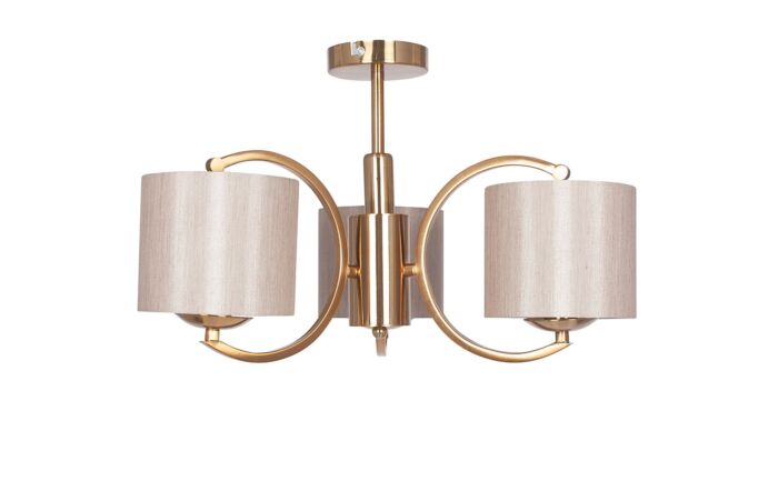 Pacific Lifestyle Arcadia Satin Brass Metal Curved 3 Arm Semi Flush Pendant-35-220