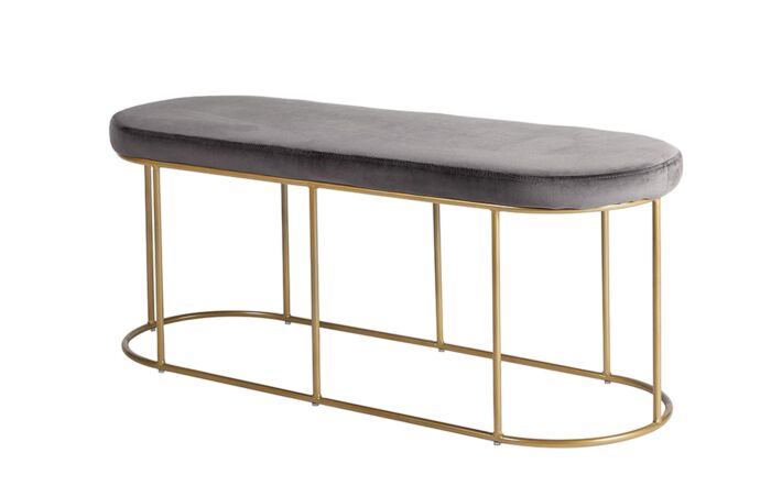 Pacific Lifestyle Nino Dove Grey Velvet Bench with Gold Metal Frame-15-295-DG