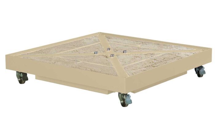 Pacific Lifestyle Challenger T2 3m Square Sandstone/Champagne Free Arm Parasol With 90kg Ceramica Wheeled Base-18-148-SA-CH/18-299-SA