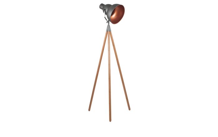 Pacific Lifestyle Larkin Grey Metal and Natural Wood Tripod Film Floor Lamp-32-072-C