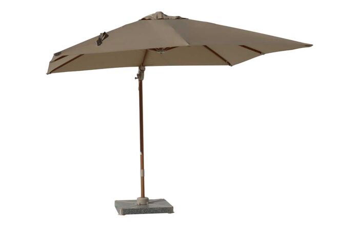 Bramblecrest Lichfield 2.7m Square Wood Effect Cantilever Parasol with Granite Base & Protective Cover - Sand-SPPS15W2