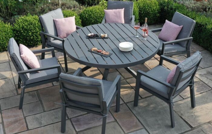 Maze New York 6 Seat Round Dining Set - Dove Grey-ALU-NY-101060-DG