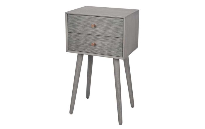 Pacific Lifestyle Chaya dark Grey Pine Wood 2 Drawer Bedside Table-76-450-DG