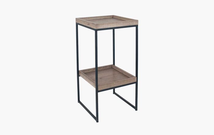 Pacific Lifestyle Gallery Natural Wood Veneer And Black Metal Side Table-76-462