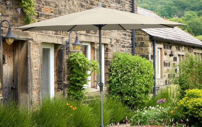 Pacific Lifestyle Riva 3.5m Round Parasol with Base - Champagne -18-120-CH-1 // 18-205-25
