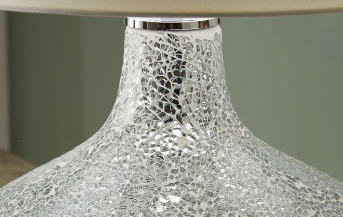 Pacific Lifestyle Silver and White Mosaic Mirror Table Lamp-30-151-WH-C